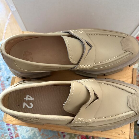 Both Mens Size 42 US 8.5 Beige Gao Chunky Penny Loafers Slip On Comfort Shoes main image 4